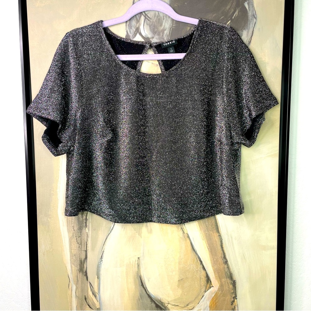 Torrid Black Glitter Crop Top